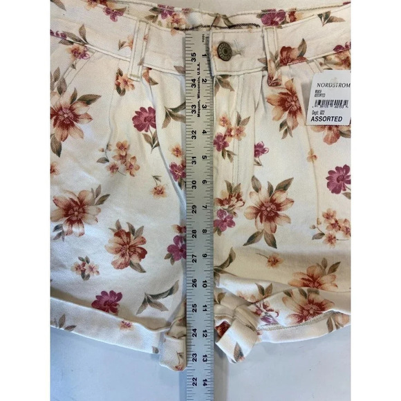American Eagle Women's Mom Short Floral Mid Rise Denim Cuffed Shorts Size 0 NWT - Picture 12 of 13